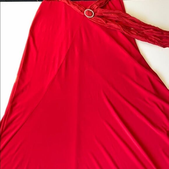 Vintage Red Beaded floor length Dress Trumpet Fit High Neckline, Sleeveless Gown - Picture 8 of 10